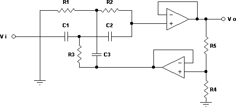 Filter Twin-T Second Order Highpass non-inverting